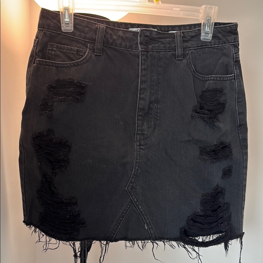 Hollister Black distressed high rise Mini Skirt